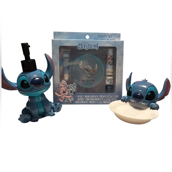 Disney Bundle  Stitch Soap Dish Lotion Dispenser Beauty Set & Figural Backpack - Picture 3 of 14